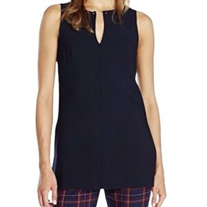Trina Turk Jalisa Blue V-neck Sleeveless Side Slit Tunic